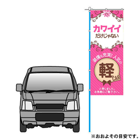 のぼり（カワイイだけじゃない軽Car　ピンク)（Ｋ-202)(2)